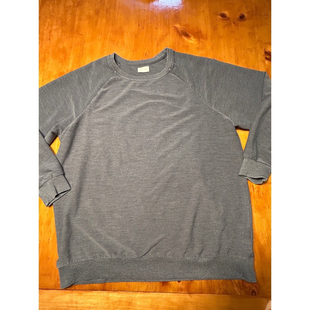 Altard State Ribbed Sweatshirt Large Grey Raglan Crew Neck Pullover - Picture 9 of 10